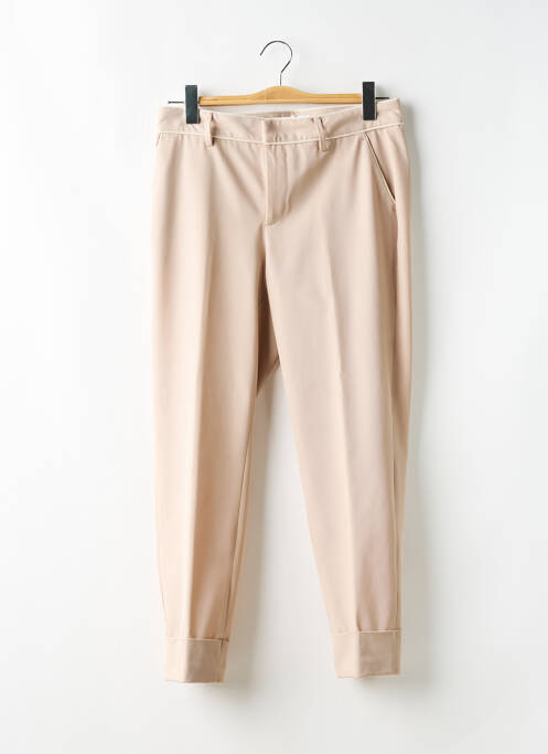 Pantalon droit fermeture zippée sous rabat avec crochet taille normale beige CLOSED femme