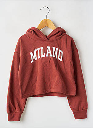 Sweat-shirt à capuche coupe droite manches longues orange KIDS ONLY fille