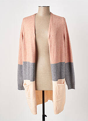 Gilet manches longues col v rose ONLY femme