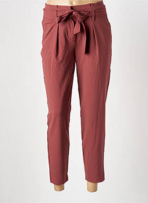 Pantalon slim tissage popeline taille haute rouge ONLY femme