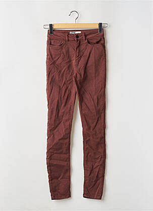 Pantalon slim tissage popeline taille haute marron JDY femme
