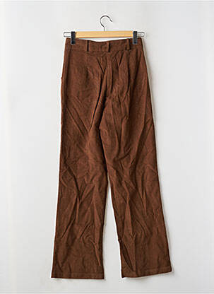 Pantalon large fermeture zippée sous rabat boutonné taille haute marron DAISY STREET femme