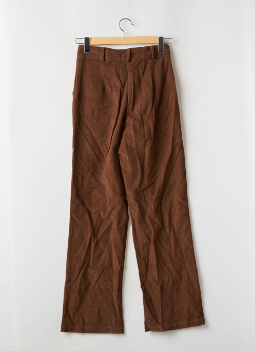 Pantalon large fermeture zippée sous rabat boutonné taille haute marron DAISY STREET femme