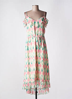 Robe mi-longue coupe fluide fines bretelles rose LES P'TITES BOMBES femme