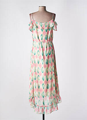 Robe mi-longue coupe fluide fines bretelles rose LES P'TITES BOMBES femme