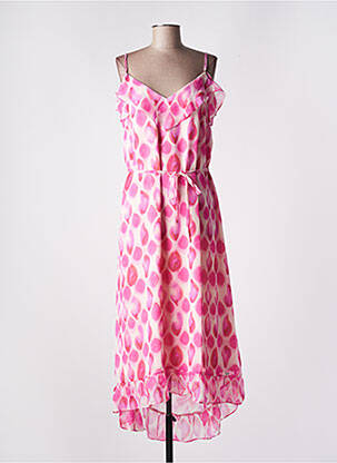 Robe mi-longue coupe fluide fines bretelles rose LES P'TITES BOMBES femme