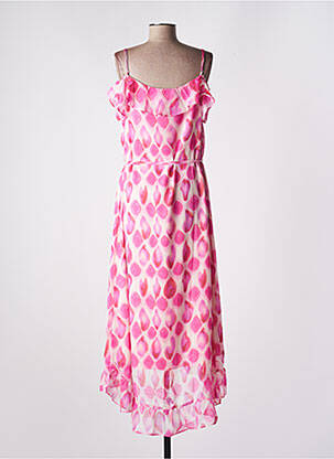 Robe mi-longue coupe fluide fines bretelles rose LES P'TITES BOMBES femme