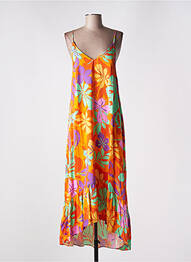 Robe longue imprimé fleurs fines bretelles orange LES P'TITES BOMBES femme