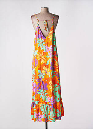 Robe longue imprimé fleurs fines bretelles orange LES P'TITES BOMBES femme