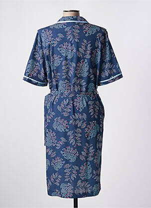 Robe mi-longue imprimé fantaisie manches courtes bleu FRANCE RIVOIRE femme