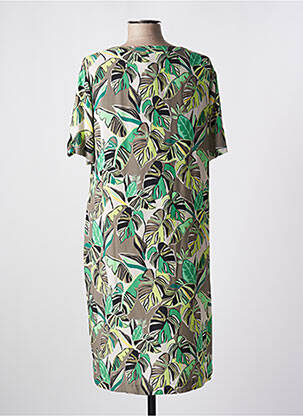 Robe mi-longue tissage crêpe manches courtes vert RABE femme