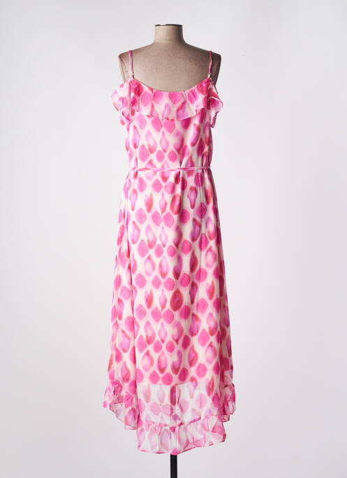 Robe mi-longue coupe fluide fines bretelles rose LES P'TITES BOMBES femme