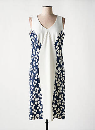 Robe mi-longue imprimé fleurs sans manche blanc DIVAS femme