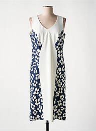 Robe mi-longue imprimé fleurs sans manche blanc DIVAS femme
