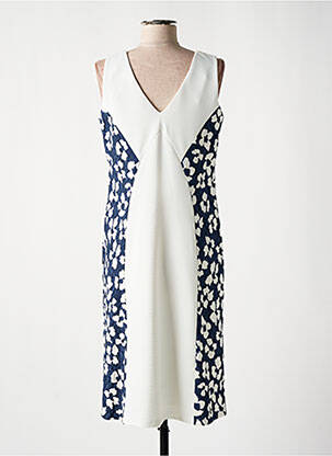 Robe mi-longue imprimé fleurs sans manche blanc DIVAS femme