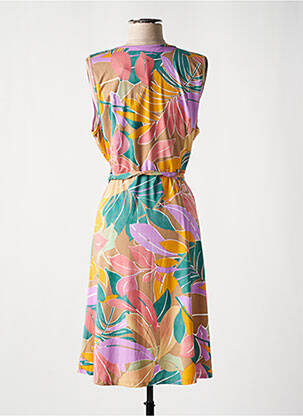 Robe mi-longue imprimé fantaisie sans manche rose K-DESIGN femme