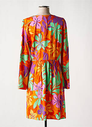 Robe mi-longue imprimé fleurs manches longues orange LPB femme