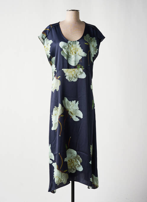 Robe longue imprimé fleurs manches courtes bleu LPB femme