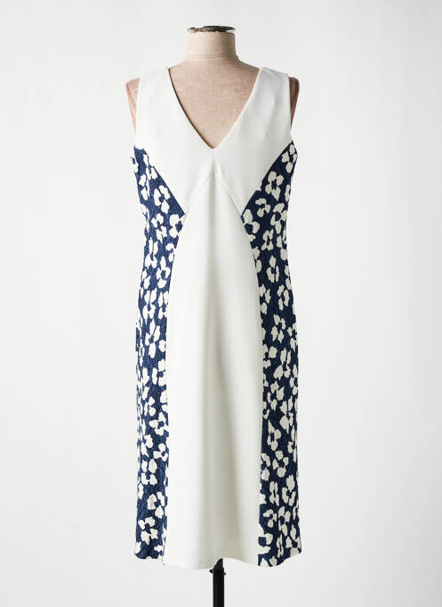 Robe mi-longue imprimé fleurs sans manche blanc DIVAS femme