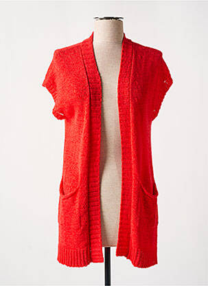 Gilet manches courtes coupe droite rouge SEE THE MOON femme