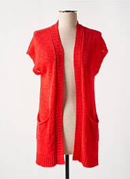 Gilet manches courtes maille souple et aérée rouge SEE THE MOON femme