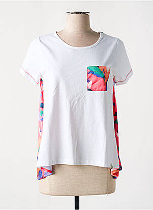 Top tissage jersey manches courtes blanc LOLITAS&L femme