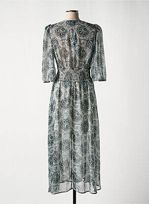 Robe longue imprimé fleurs manches 3/4 bleu MORGAN femme