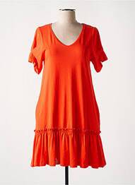 Robe courte coupe évasée manches courtes orange MD'M femme