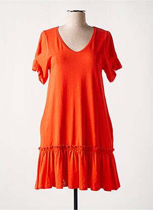 Robe courte coupe évasée manches courtes orange MD'M femme