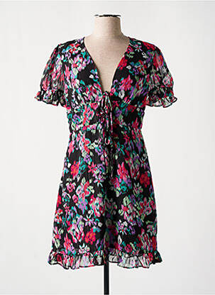 Robe courte fermeture zippée au dos manches courtes noir MOLLY BRACKEN femme