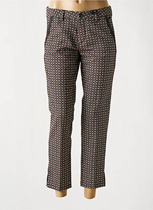 Pantalon chino fermeture zippée sous rabat boutonné taille normale marron FREEMAN T.PORTER femme