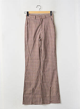 Pantalon flare fermeture zippée sous rabat avec crochet taille haute marron DAISY STREET femme