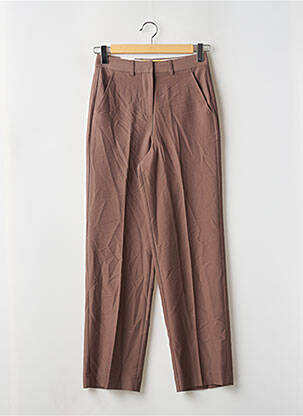 Pantalon droit stretch taille haute marron JJXX femme