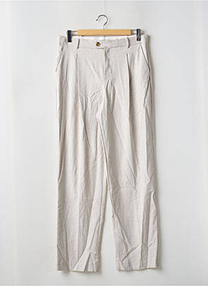 Pantalon droit stretch taille haute beige MNG femme