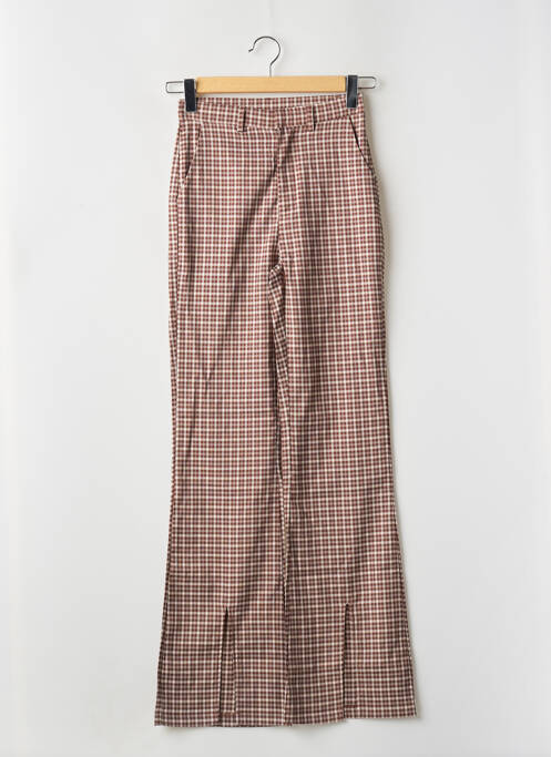 Pantalon flare fermeture zippée sous rabat avec crochet taille haute marron DAISY STREET femme