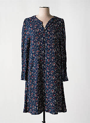 Robe mi-longue imprimé fleurs manches longues bleu ÉTYMOLOGIE femme