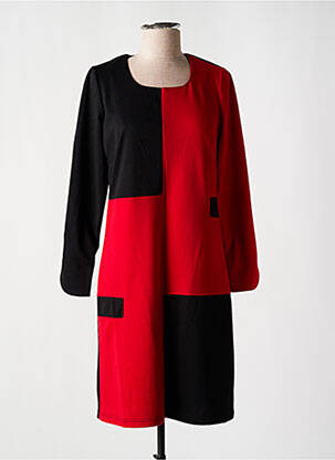Robe mi-longue manches longues manches longues rouge GUY DUBOUIS femme