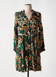 Robe courte coupe évasée manches longues vert COULEURS DU TEMPS femme