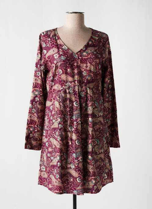 Robe courte coupe évasée manches longues rouge COLINE femme