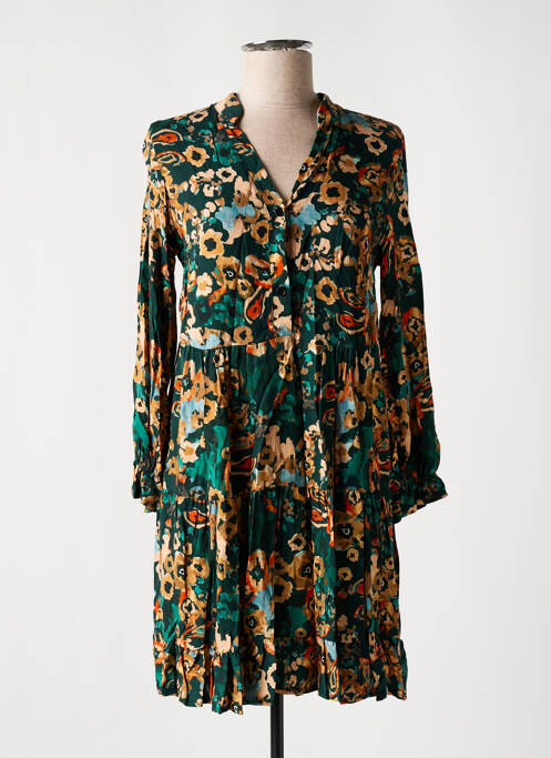 Robe courte vert COULEURS DU TEMPS pour femme