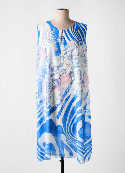 Robe mi-longue bleu COULEURS DU TEMPS pour femme