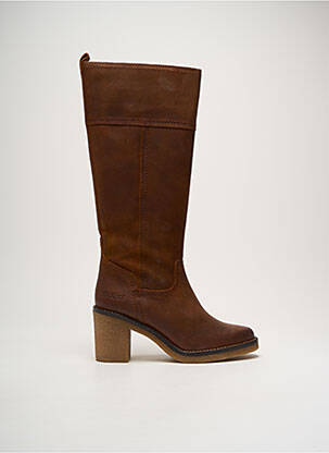 Bottes tissage satiné talon de 4 à 6cm marron KICKERS femme