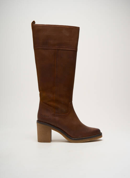 Bottes tissage satiné talon de 4 à 6cm marron KICKERS femme