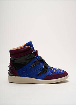 Baskets nubuck talon plat jusqu'à 3cm bleu GROUNDFIVE femme