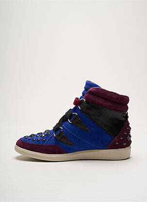 Baskets nubuck talon plat jusqu'à 3cm bleu GROUNDFIVE femme