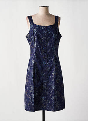 Robe mi-longue imprimé fleurs fines bretelles bleu S.QUISE femme