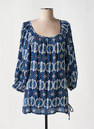 Tunique manches longues imprimé fantaisie bleu L'ATELIER D'ANNA femme