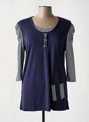 T-shirt manches 3/4 manches 3/4 bleu TEMPO REALE femme
