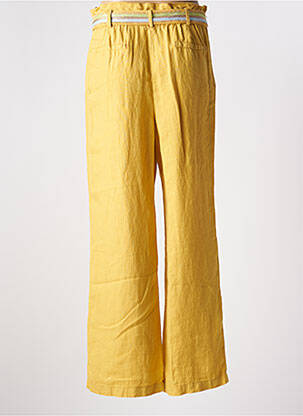 Pantalon droit fermeture zippée sous rabat avec crochet jaune 7 SEASONS femme