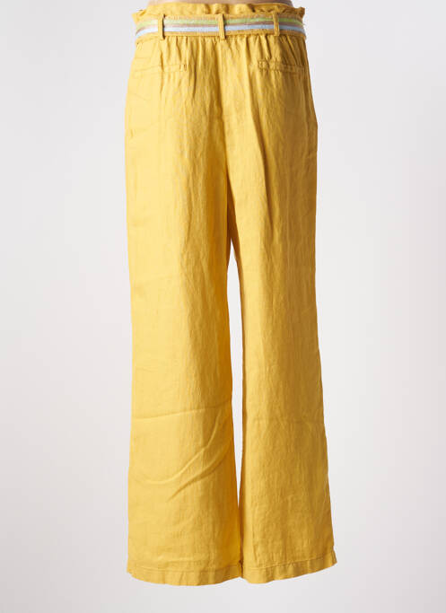 Pantalon droit fermeture zippée sous rabat avec crochet jaune 7 SEASONS femme